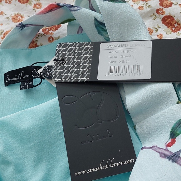 Blue, printed, dress - Picture 3 of 6